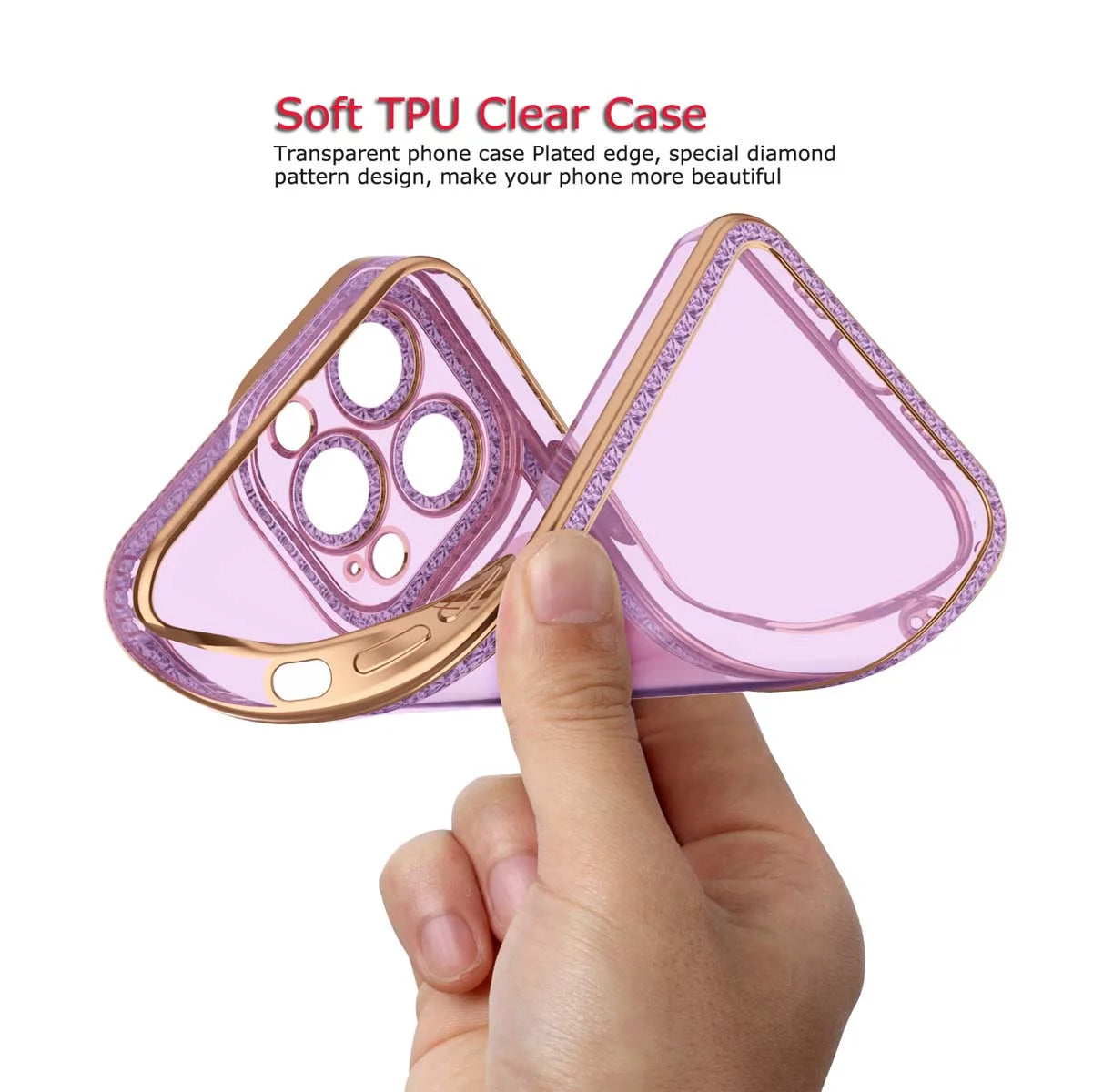 Iphone 13 Pro Max Case, Iphone 13 Pro Max Case with Diamond, Silicone Rubber Gel TPU Cases Cute Glossy Cover for Women & Girls Sparkle Bling Rhinestone Slim Fit for Apple Iphone 13 Pro Max 6.7"
