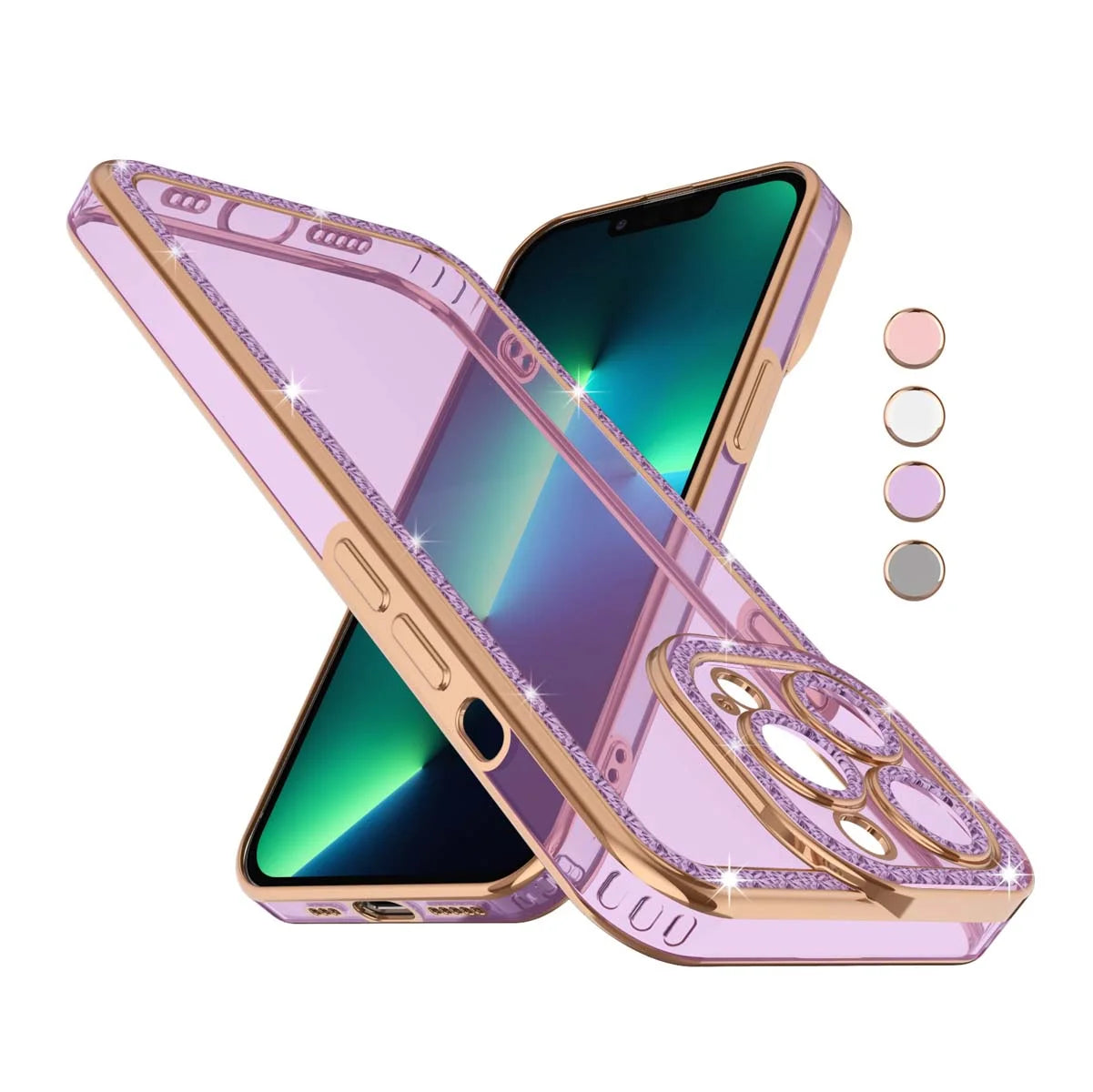 Iphone 13 Pro Max Case, Iphone 13 Pro Max Case with Diamond, Silicone Rubber Gel TPU Cases Cute Glossy Cover for Women & Girls Sparkle Bling Rhinestone Slim Fit for Apple Iphone 13 Pro Max 6.7"