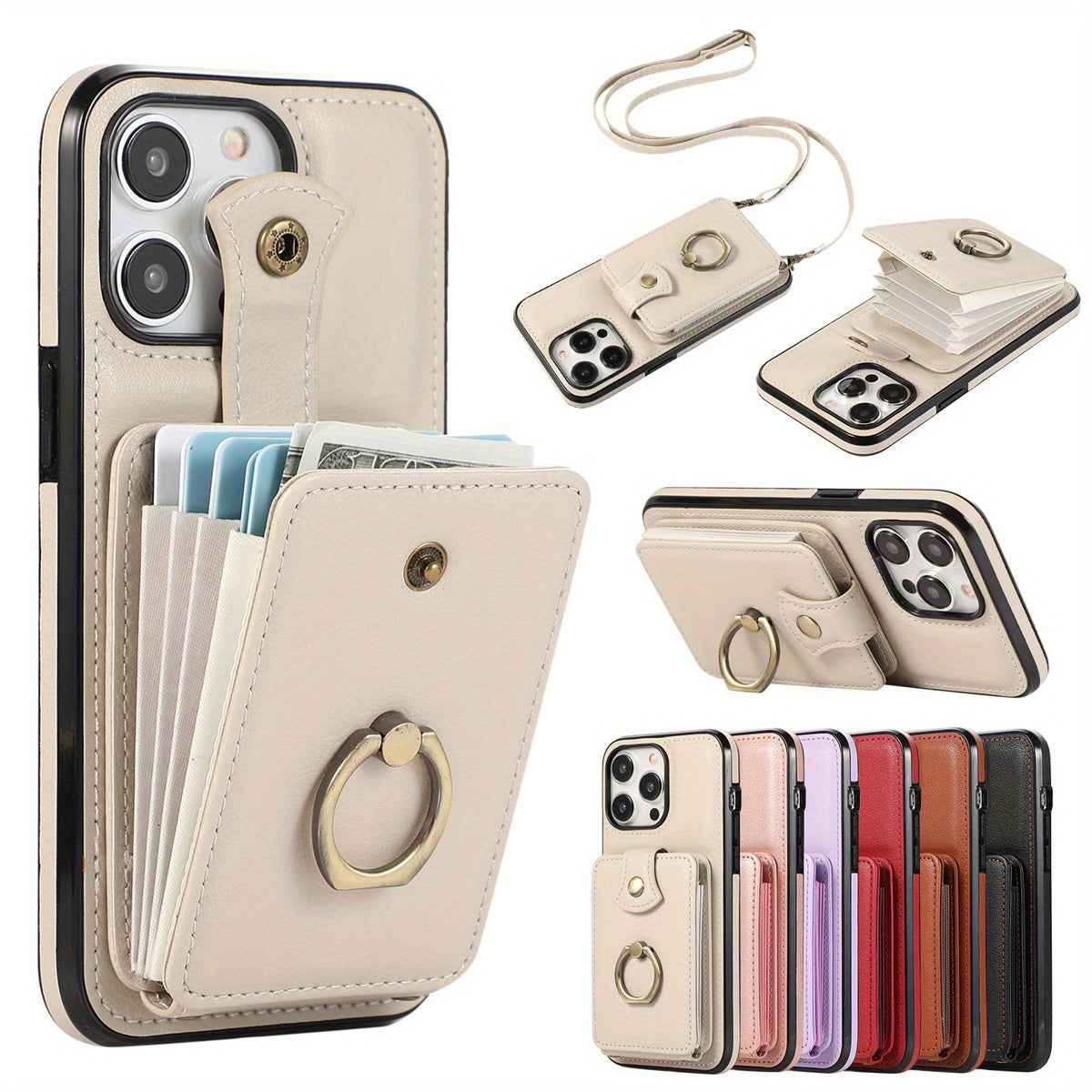 Case Wallet with Card Holder +360°Rotation Finger Ring Holder Kickstand,