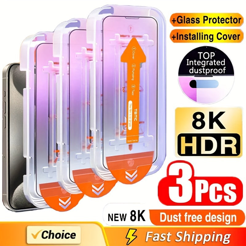 3pcs HD iPhone Tempered Glass Screen Protector