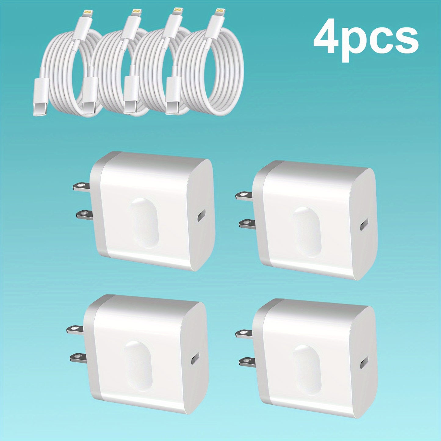 4(PCS) USB C Wall Charger With 6FT Type C-Lightning