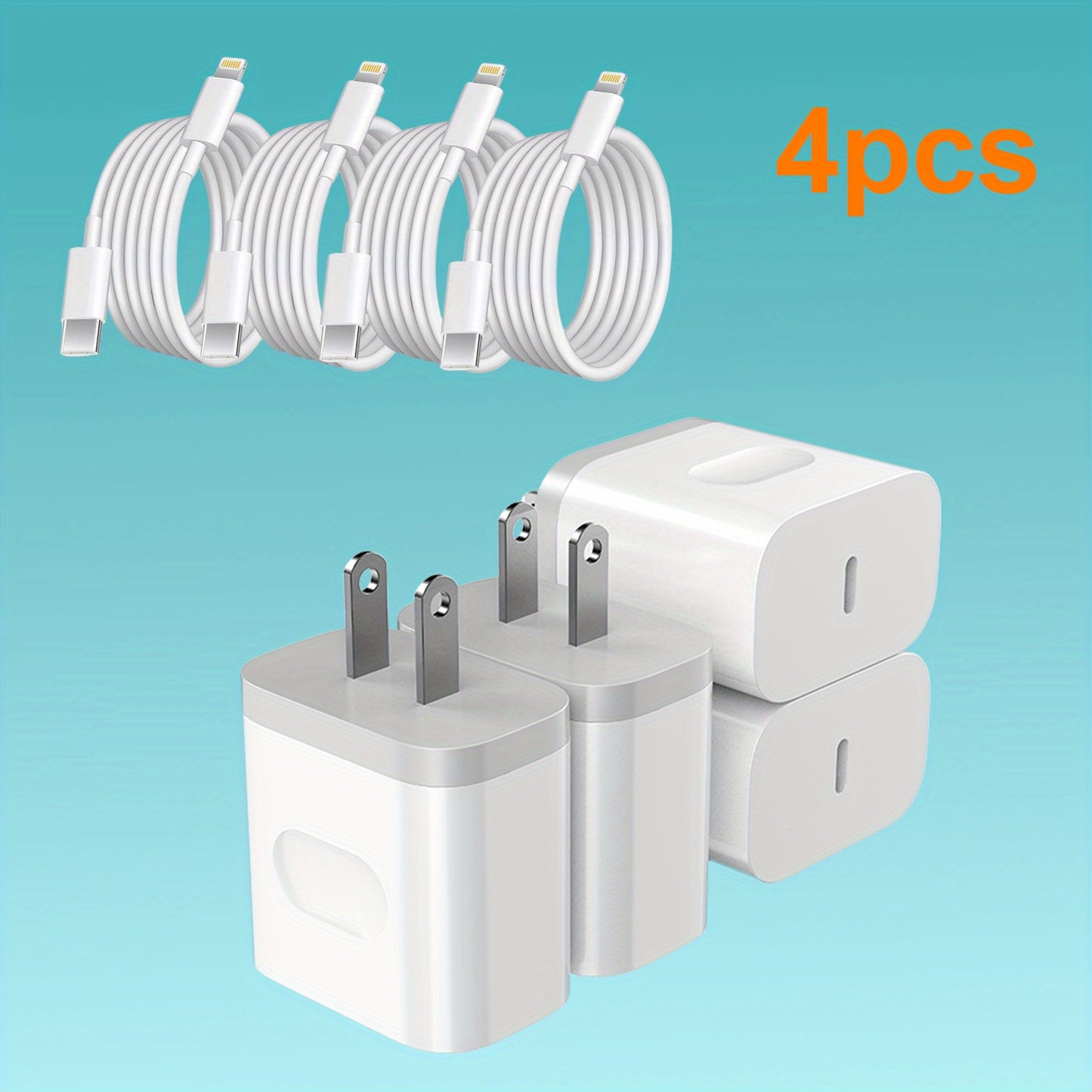 4(PCS) USB C Wall Charger With 6FT Type C-Lightning