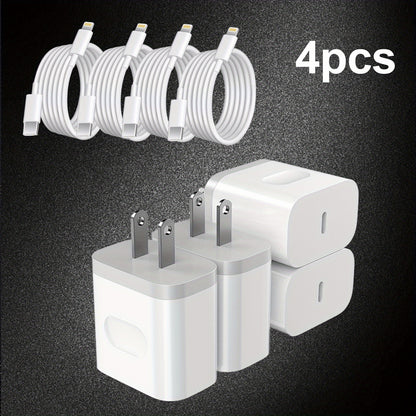 4(PCS) USB C Wall Charger With 6FT Type C-Lightning