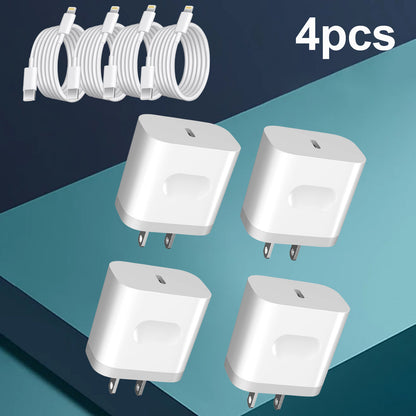 4(PCS) USB C Wall Charger With 6FT Type C-Lightning