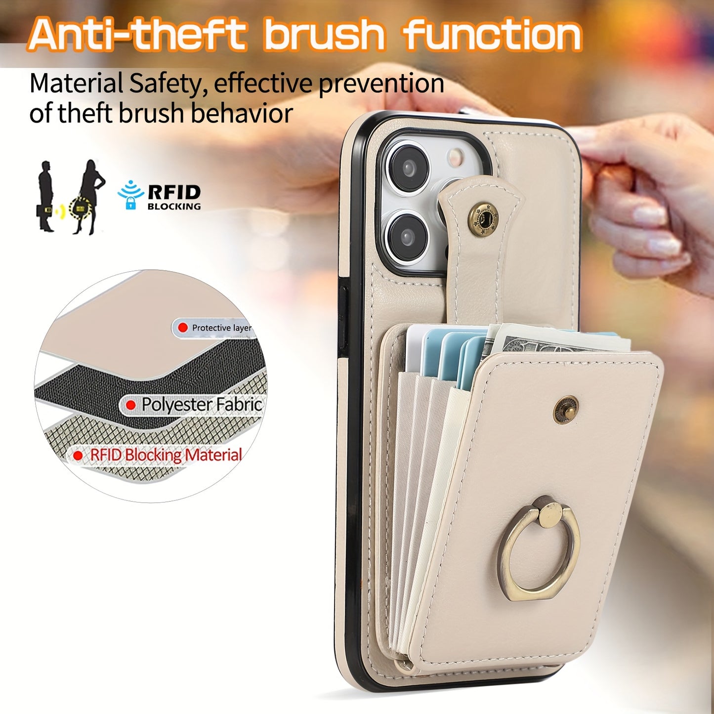 Case Wallet with Card Holder +360°Rotation Finger Ring Holder Kickstand,