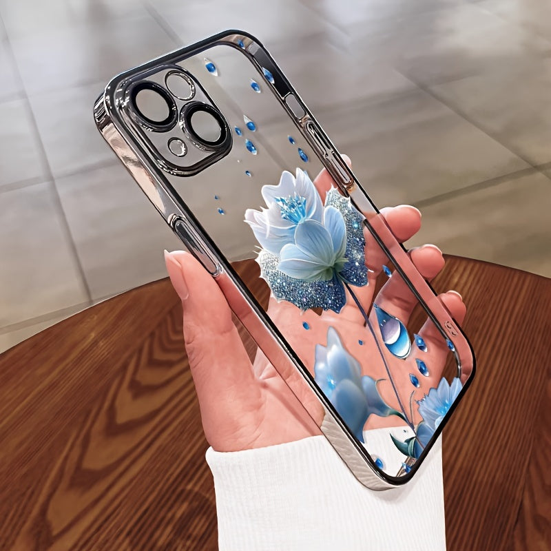 Stylish High-Quality Protective Case with Blue Flowers