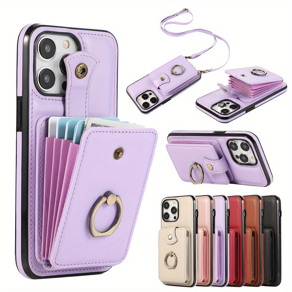 Case Wallet with Card Holder +360°Rotation Finger Ring Holder Kickstand,