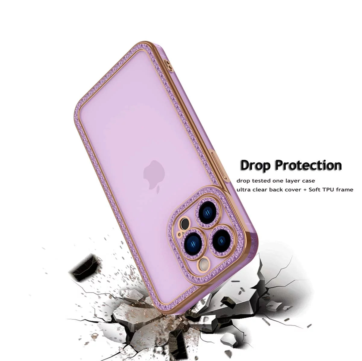 Iphone 13 Pro Max Case, Iphone 13 Pro Max Case with Diamond,  Silicone Rubber Gel TPU Cases Cute Glossy Cover for Women & Girls Sparkle Bling Rhinestone Slim Fit for Apple Iphone 13 Pro Max 6.7"