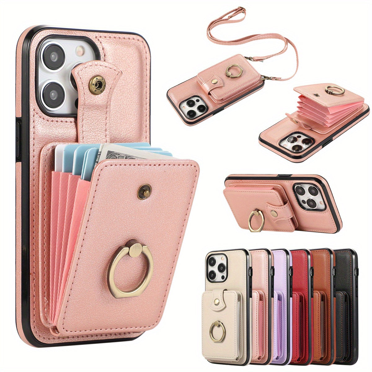 Case Wallet with Card Holder +360°Rotation Finger Ring Holder Kickstand,