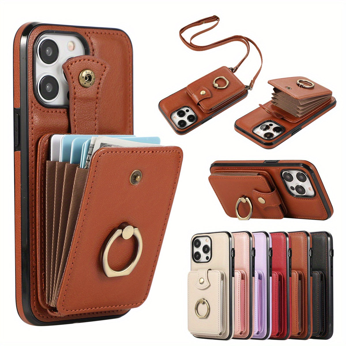 Case Wallet with Card Holder +360°Rotation Finger Ring Holder Kickstand,