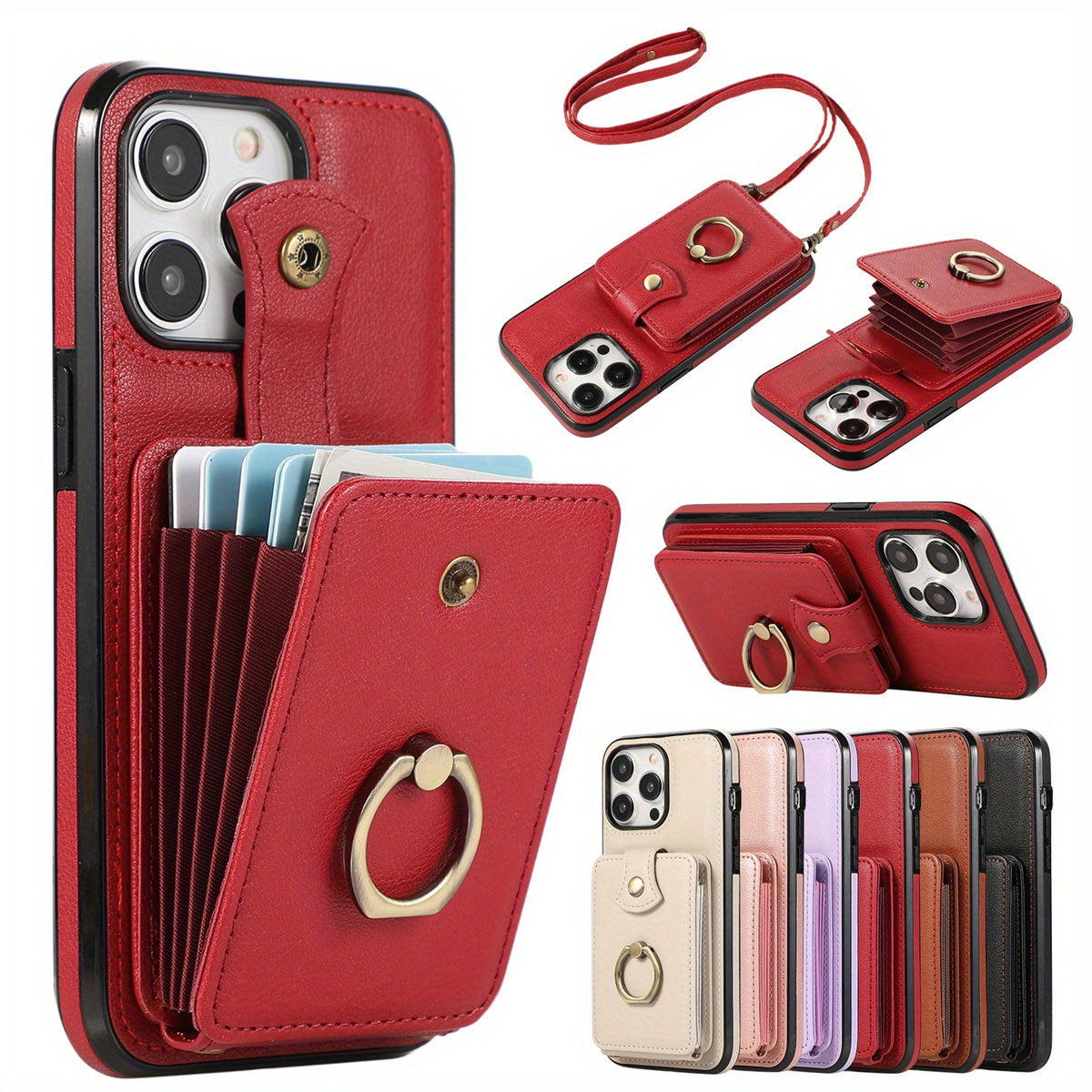 Case Wallet with Card Holder +360°Rotation Finger Ring Holder Kickstand,